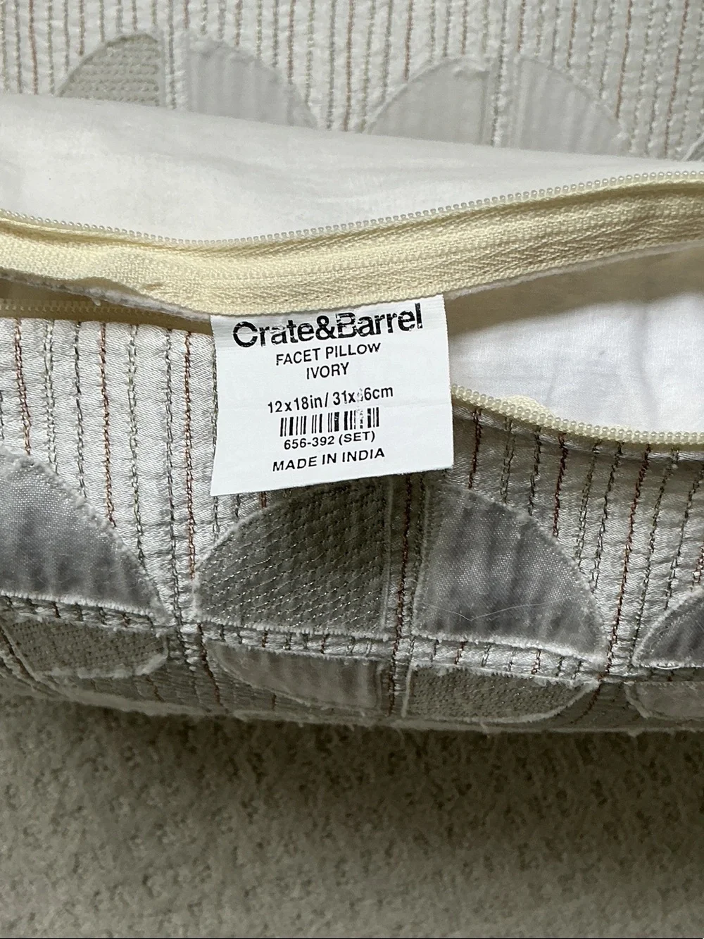 Crate&Barrel Cream Geometric Circle Accent Pillows (Pair)